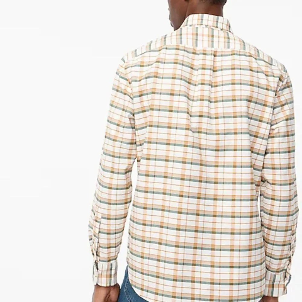 J Crew Men's Plaid Stretch‎ Cotton Flex Oxford Shirt